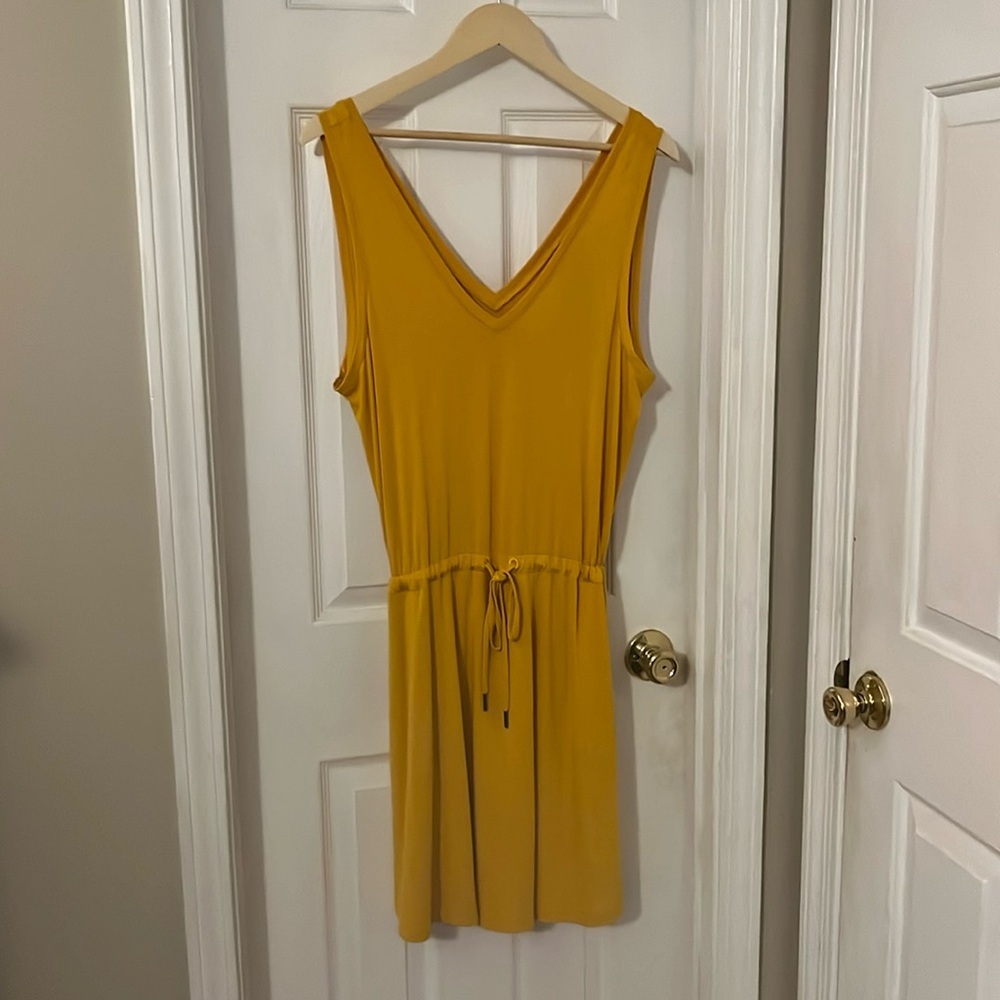 Sweaty Betty Mustard Yellow Sleeveless Drawstring Waist Dress